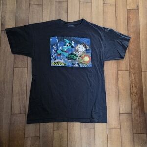 My Hero Academia Black Graphic T-Shirt with Anime Print Size L